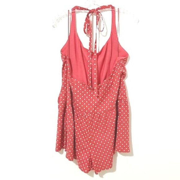 Free People High Strung Short Romper Pink/Red Polka Dots Bows Size M - Picture 4 of 7